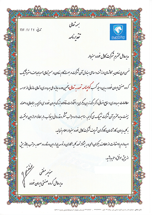 Certificate of Commitment to Organizational Excellence in 2008
